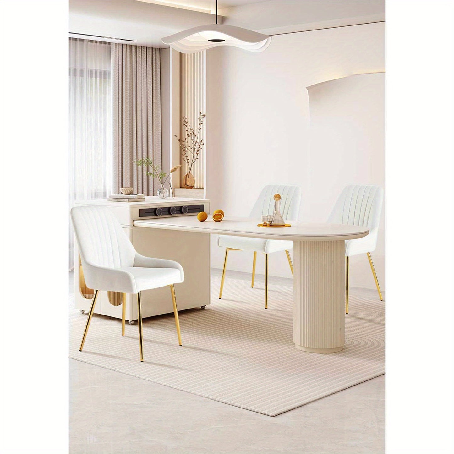 Eetkamerstoelen – Stoelen – Eetkamerstoelen Set – Design Stoelen – Fluwelen Stoelen – Set van 2 Wit – Gouden Metalen Poten – Ergonomische Rugleuning & Memory Foam Zitting