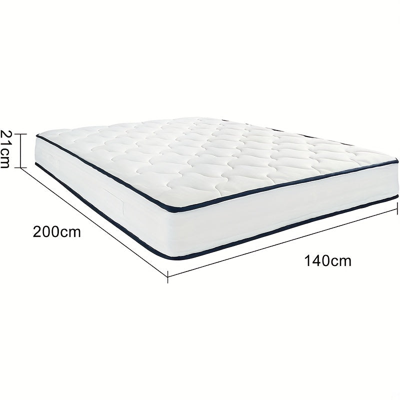 140x200cm Memory Foam Mattress with 21cm Thickness, H3 Medium Firmness, 7 Comfort Zones, Breathable Microfiber Cover, Reversible Design & Support - Queen Size Bed Mattress for Enhanced Sleep Quality, Spinal Alignment & Motion
