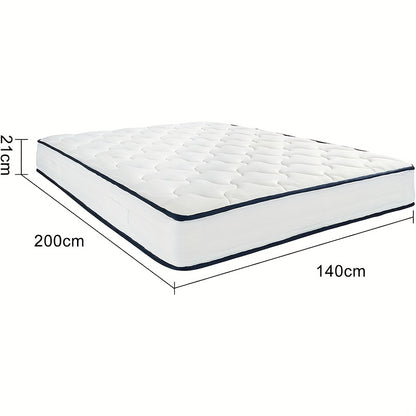140x200cm Memory Foam Mattress with 21cm Thickness, H3 Medium Firmness, 7 Comfort Zones, Breathable Microfiber Cover, Reversible Design & Support - Queen Size Bed Mattress for Enhanced Sleep Quality, Spinal Alignment & Motion