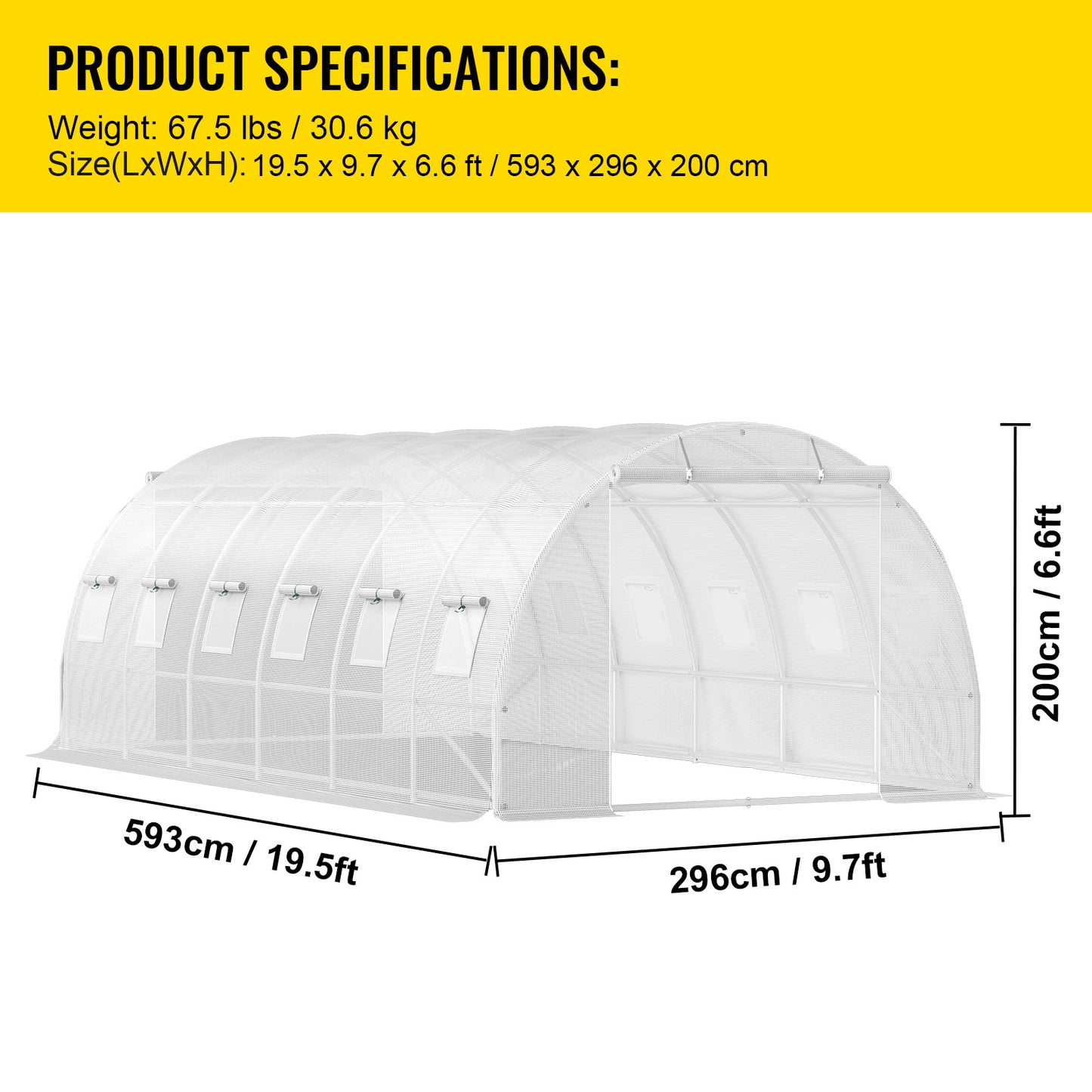 Kas – Kweekkas – Tunnelkas – Broeikas – Plantenkas – Gegalvaniseerd Stalen Frame – 6x3x2 Meter Groot