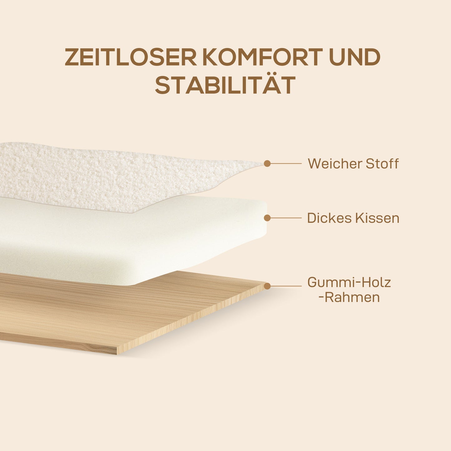Fauteuil – Armstoel – Loungestoel – Zetel – Relaxstoel – Crème Wit – Sherpa Bekleding – Massief Houten Poten – Max 120 Kg