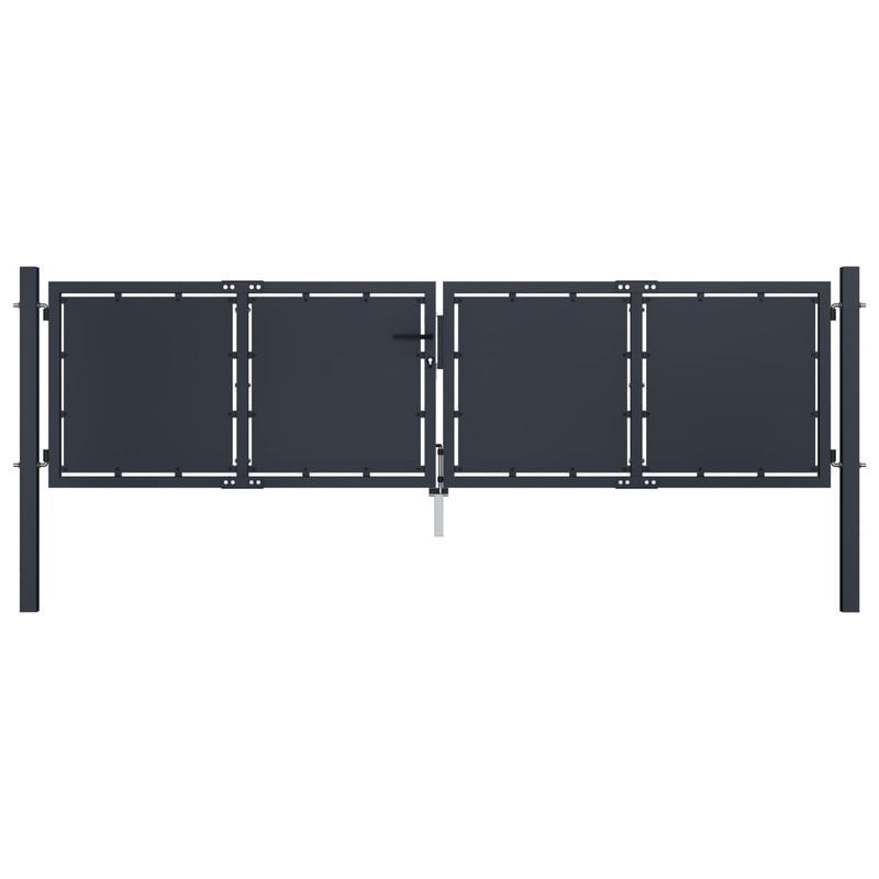 Tuinpoort – Tuindeur – Hekpoort – Schuttingdeur – Poort – Staal – 300x100 cm – Antraciet – Weerbestendig – Modern Design