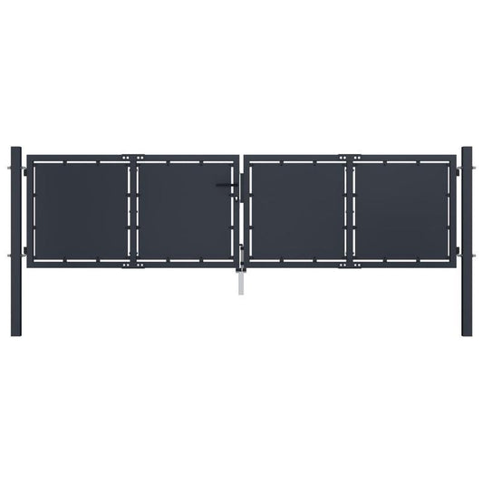 Tuinpoort – Tuindeur – Hekpoort – Schuttingdeur – Poort – Staal – 300x100 cm – Antraciet – Weerbestendig – Modern Design