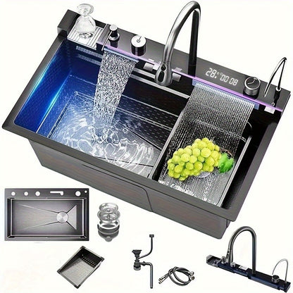 Keukenspoelbak – Spoelbak – Keukensink – Spoelbak RVS – Enkele Spoelbak – 68x45 cm – Roestvrij Staal 4 mm – Waterval Afvoer