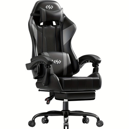 Gamingstoel – Gamestoel – Gaming Chair – Bureaustoel – Racestoel – Ergonomisch Design – Verstelbare Rugleuning & Voetsteun – PU-Leder – Max. 150 kg Belastbaar