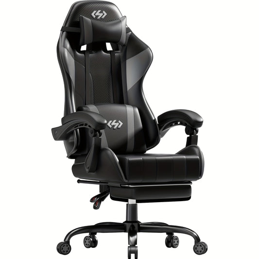 Gamingstoel – Gamestoel – Gaming Chair – Bureaustoel – Racestoel – Ergonomisch Design – Verstelbare Rugleuning & Voetsteun – PU-Leder – Max. 150 kg Belastbaar