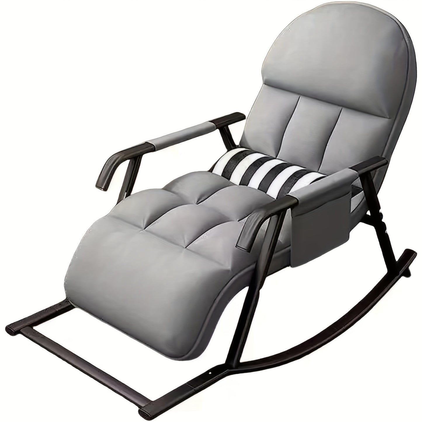 Schommelstoel – Relaxstoel – Fauteuil – Verzorgingsstoel – Loungestoel – Met Armleuningen – Verstelbare Rugleuning en Voetensteun – Katoenen Bekleding – Geschikt Voor Harde Vloeren - Grijs