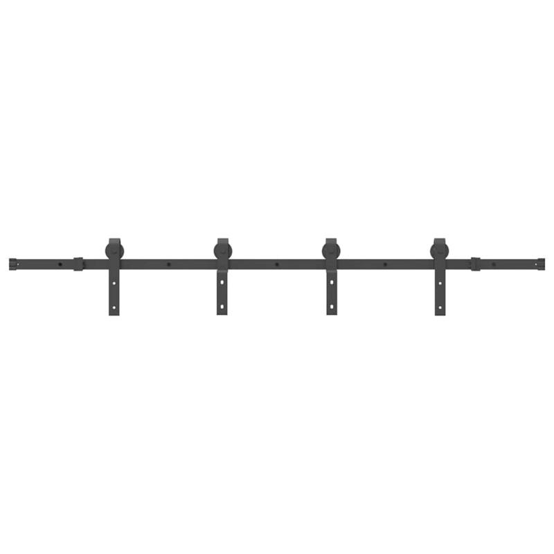 Schuifdeursysteem – Schuifdeur Systeem – Schuifdeurbeslag – Barn Deur Set – Railsysteem – Zwaar Stalen Constructie – 200 cm Zwarte Rail – Stevig & Soepel Schuivend