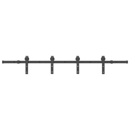 Schuifdeursysteem – Schuifdeur Systeem – Schuifdeurbeslag – Barn Deur Set – Railsysteem – Zwaar Stalen Constructie – 200 cm Zwarte Rail – Stevig & Soepel Schuivend