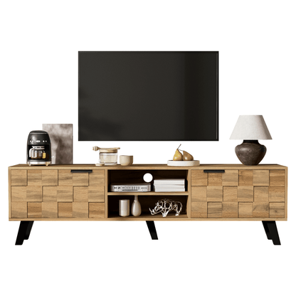 tv meubel – tv kast – tv dressoir – media meubel – televisie meubel – 160,5x35,5x45 cm – strak modern design – twee deuren en open vakken