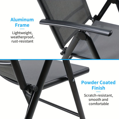 Tuinstoelen – Balkonstoel – Campingstoel – Tuinstoel – Verstelbare Stoel – Aluminium Frame – 7-Standen Rugleuning – Inklapbaar – Max. 120 kg Belastbaar