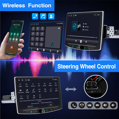 Autostereo – Autoradio – 1 DIN Radio – Multimedia Speler – Car Player – 10,1 Inch Draaibaar HD IPS Scherm – Android 14, 4GB+64GB Geheugen