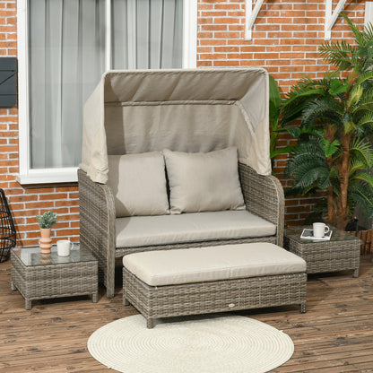 Tuinset – Loungeset – Lounge Meubel – Buitenmeubilair – Voetsteun – Weerbestendig Gegalvaniseerd Metaal – Comfortabele Afritsbare Kussens