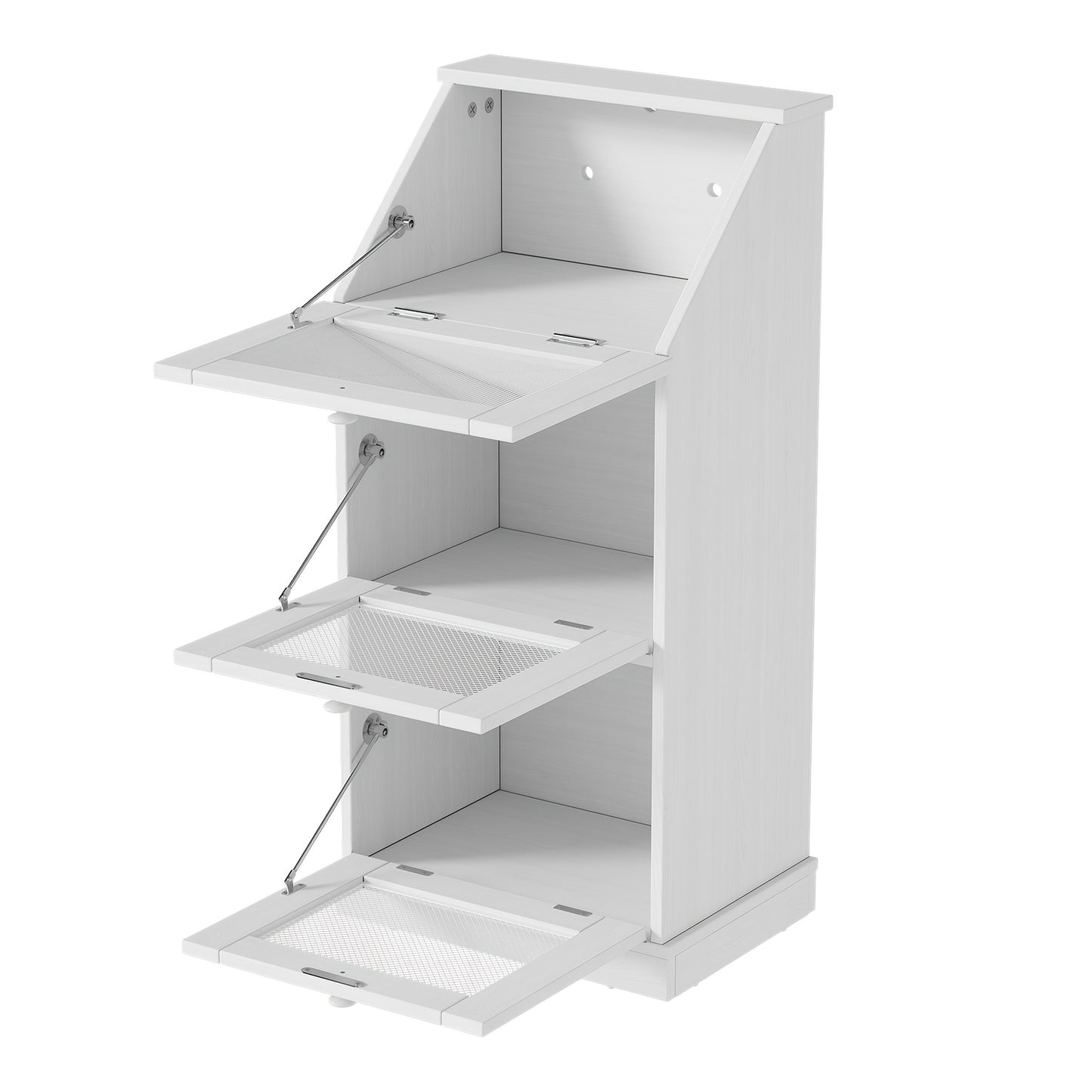Houten Kast – Opbergkast – Dressoir – Bergkast – Keukenkast – Met Metalen Gaasdeuren – Maximaal 50 kg Draagvermogen – 3 Laags Wit Floor-Standing Meubel