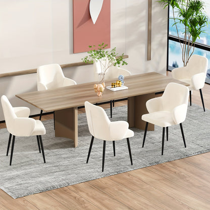 2pcs Velvet Dining Chairs with Arms - High Back Ergonomic Office Chairs, Space-Saving White Upholstered Chairs for Study Room, Conference & Reception, Durable Commercial Use (Luxury Comfort Design), Reception Seating, Modern