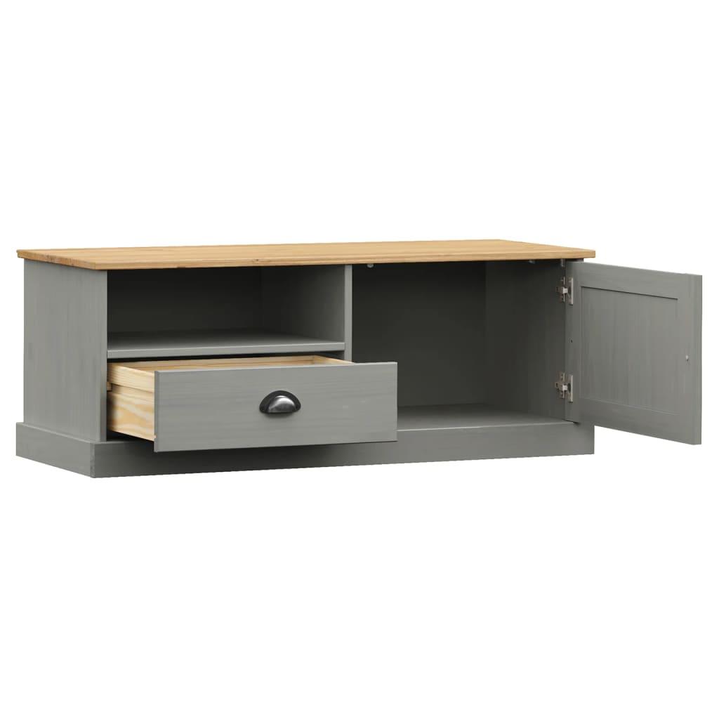 TV Cabinet VIGO Grey 106x40x40 cm Solid Wood Pine TV Stand Entertainment Center with Storage, Media Television Table for Living Room Bedroom