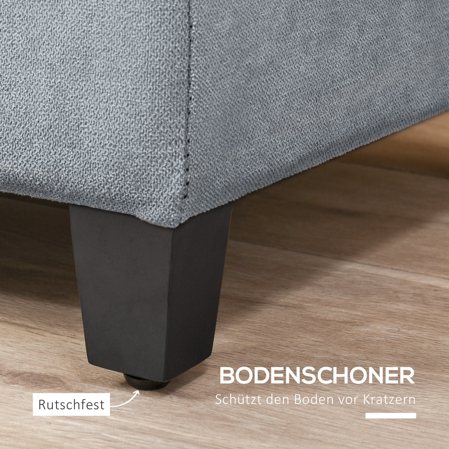 Halbankje – Opbergbank – Opbergbankje – Schoenenbank – Zitbank – Grijs Linenlook – Softclose Deksel – 125x49x41 cm
