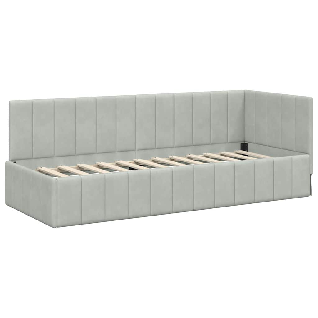 Bedframe – Bedombouw – Slaapbank – Lattenbodem – Bedstead – Crème Velvet Hoofdbord – Stevig Plaatmateriaal 100x200 cm
