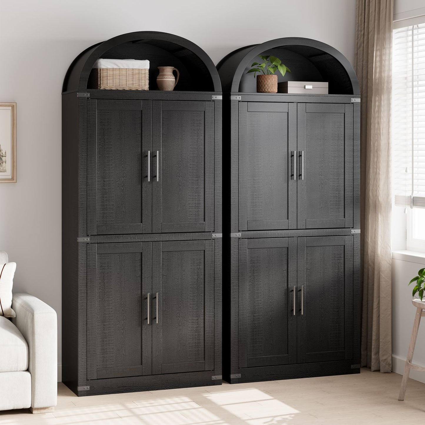 Boekenkast Met Deuren – Boogvormige Boekenkast – Opbergkast – Wandkast – Kastenrek – Hoogte 180 Cm – Stevige Houten Constructie