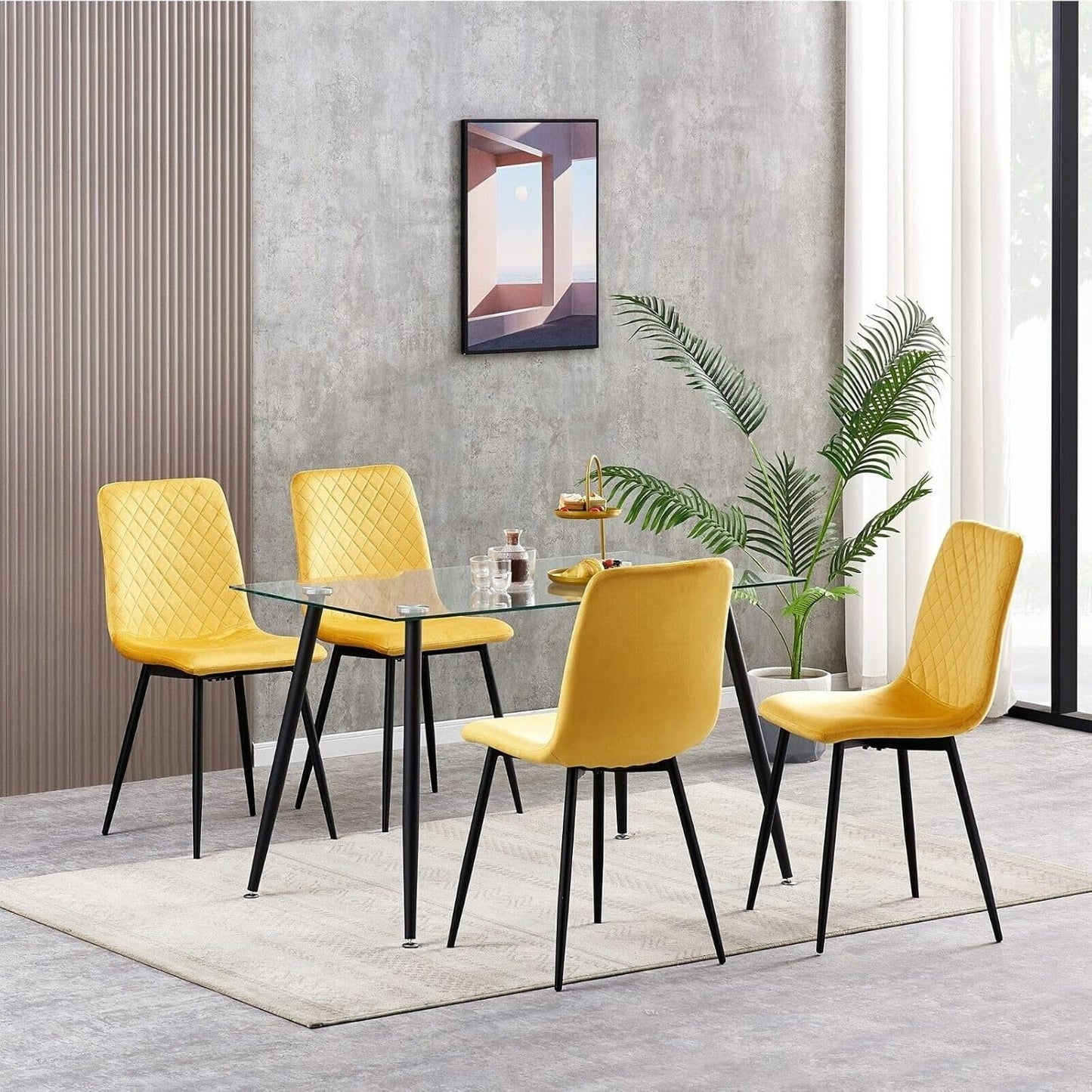 Eetkamerstoel – Stoel – Design Stoel – Velours Stoel – Lexi Stoel – Set Van 4 – Met Metalen Poten – Ergonomisch Comfort