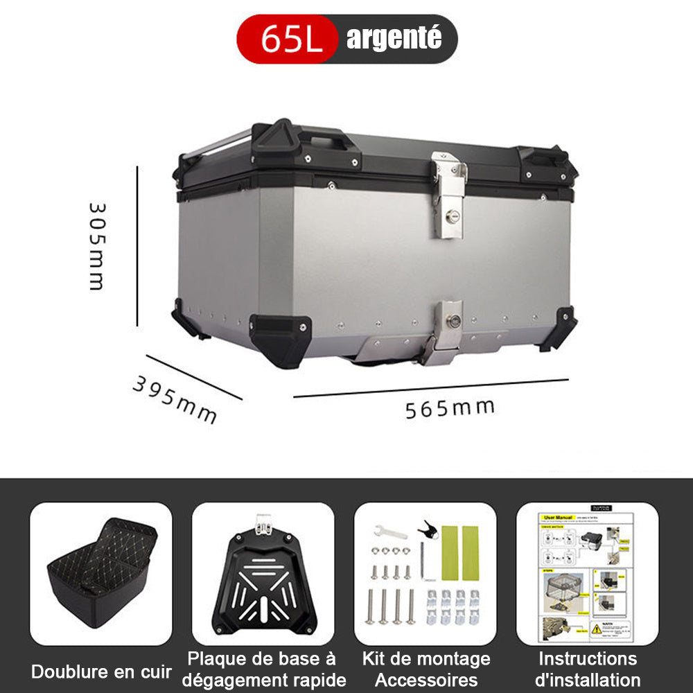 Motorkoffer – Topkoffer – Motorbagagekoffer – Helmkoffer – Scooterkoffer – 65 Liter Inhoud – Waterdicht Aluminium