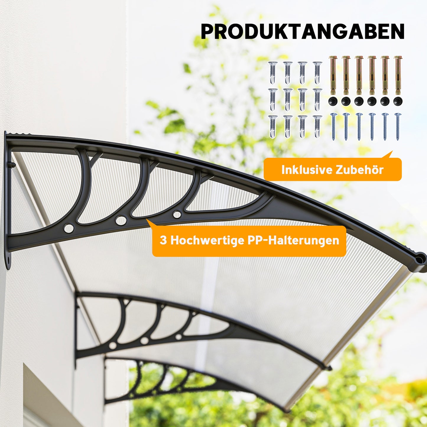 Transparante Overkapping – Deurkap – Zonnescherm – Regenkap – Raamoverkapping – UV-Bescherming – Weerbestendig Polycarbonaat 75x195x23 cm