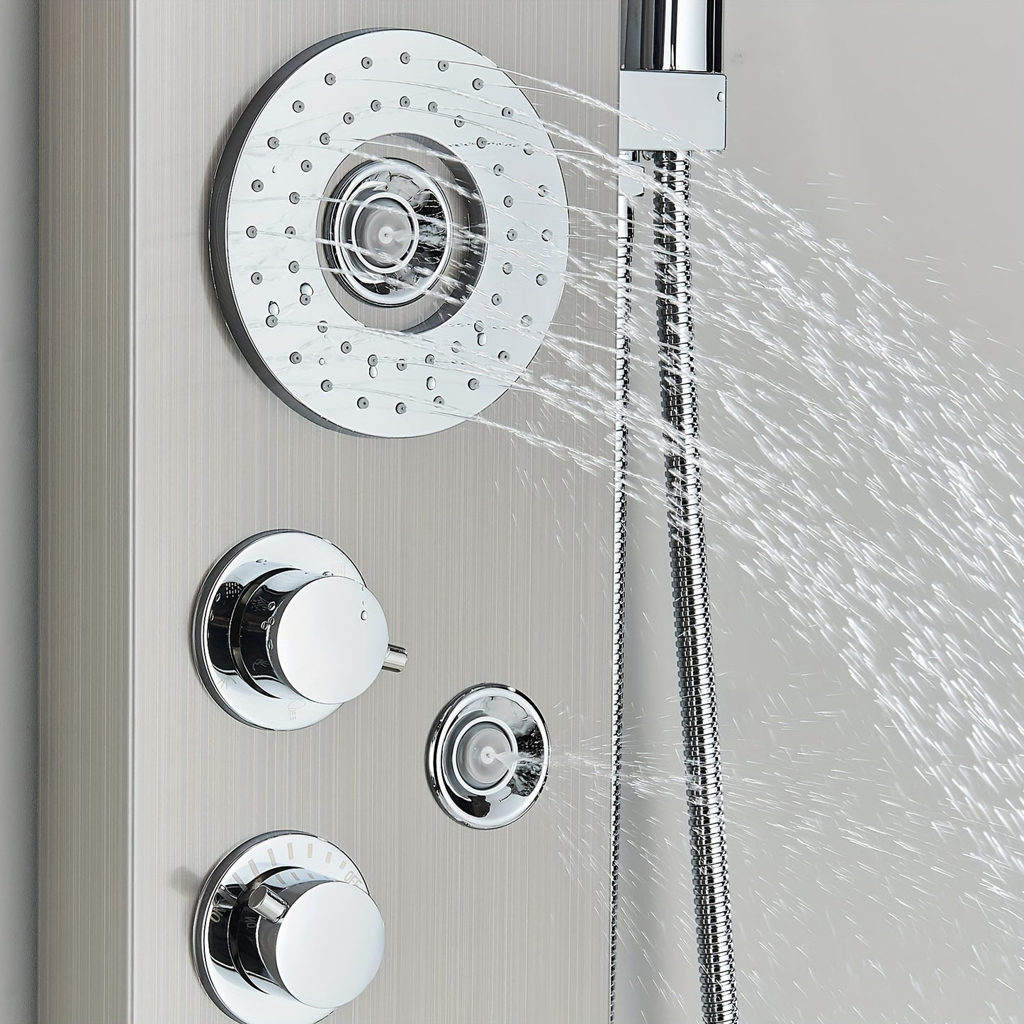 Doucheset – Regenpaneel – Douchekolom – Douchepaneel – Regendouche – 5 Functies – RVS Geborsteld Chroom