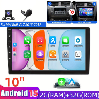 Autoradio – Navigatiesysteem – Multimedia Speler – Head Unit – Touchscreen Radio – 10 Inch IPS Scherm – Android 15 Systeem – Bluetooth & Wifi Connectivity