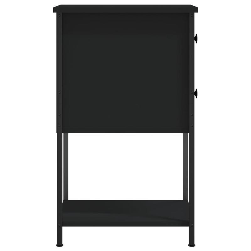 Nachtkastje – Bijzettafel – Bedkastje – Opbergkastje – Zwart – Hardhout En Bewerkt Hout – 32x42x70 cm – Multifunctioneel En Duurzaam