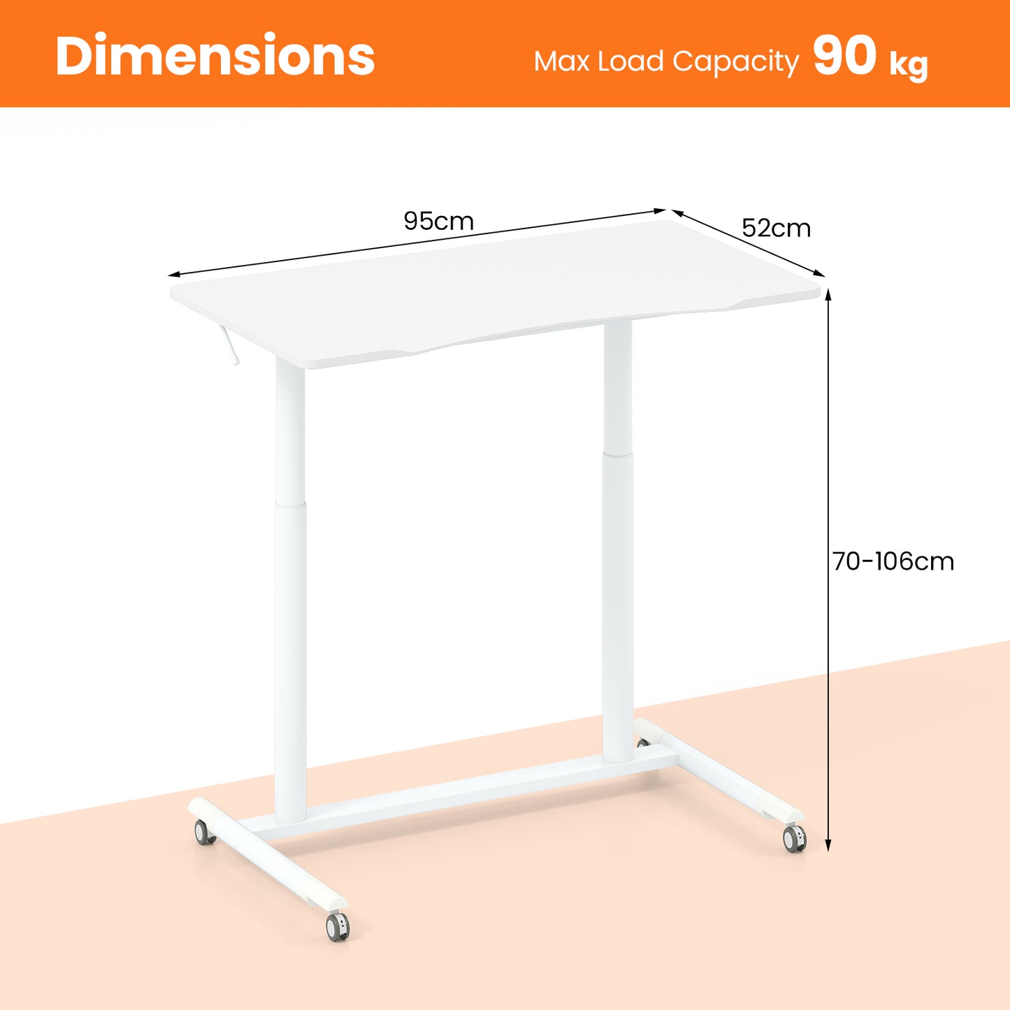 Mobiel Zit-Sta Bureau – Verstelbaar Bureau – Sta Bureau – Laptop Bureau – Mobiel Bureau – Compact Design – Aluminium Metalen Frame – Inklapbaar Met Remmen