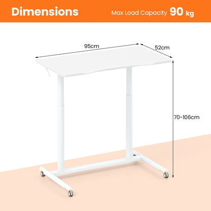 Mobiel Zit-Sta Bureau – Verstelbaar Bureau – Sta Bureau – Laptop Bureau – Mobiel Bureau – Compact Design – Aluminium Metalen Frame – Inklapbaar Met Remmen