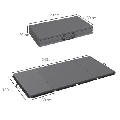 Gymmat – Fitnessmat – Sportmat – Yogamat – Oefenmat – 180x80x5 cm – Dikte 5 cm Hoogwaardig EPE Schuim – Opvouwbaar Met Handgreep – Grijs