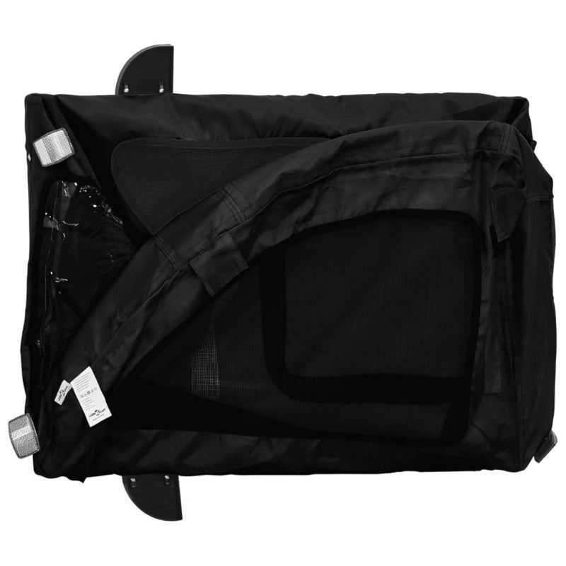 Hondenfietsaanhanger – Hondenaanhanger – Fietsbuggy – Hondenbuggy – Fietsaanhanger Hond – Ruim Interieur – Stevig IJzeren Frame – Openklapbare Voorruit & Zijdeuren – Veiligheidstuig – Zwart Oxford Stof