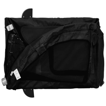 Hondenfietsaanhanger – Hondenaanhanger – Fietsbuggy – Hondenbuggy – Fietsaanhanger Hond – Ruim Interieur – Stevig IJzeren Frame – Openklapbare Voorruit & Zijdeuren – Veiligheidstuig – Zwart Oxford Stof