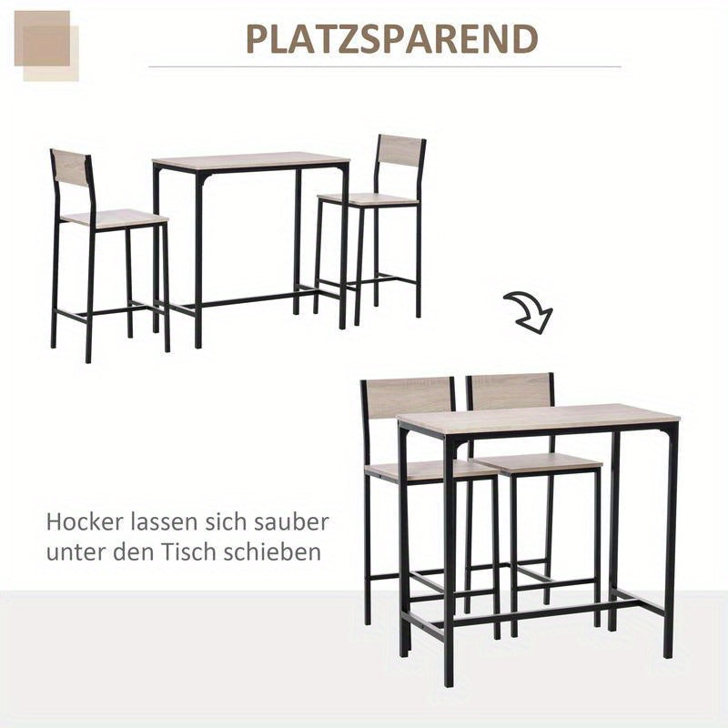 Barset – Bartafel En Krukken – Barmeubel – Bistroset – Pub Meubilair – Compact En Duurzaam – Hoogwaardige Hout-Metaal Mix