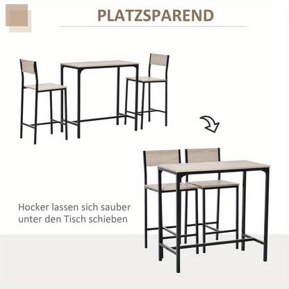 Barset – Bartafel En Krukken – Barmeubel – Bistroset – Pub Meubilair – Compact En Duurzaam – Hoogwaardige Hout-Metaal Mix