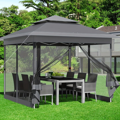 Partytent – Paviljoen – Tuintent – Feesttent – Vouwtent – 3,3x3,3m – Waterafstotend Oxford Doek – 4 Muskietennetten Met Ritsen – UPF 50+ UV Bescherming
