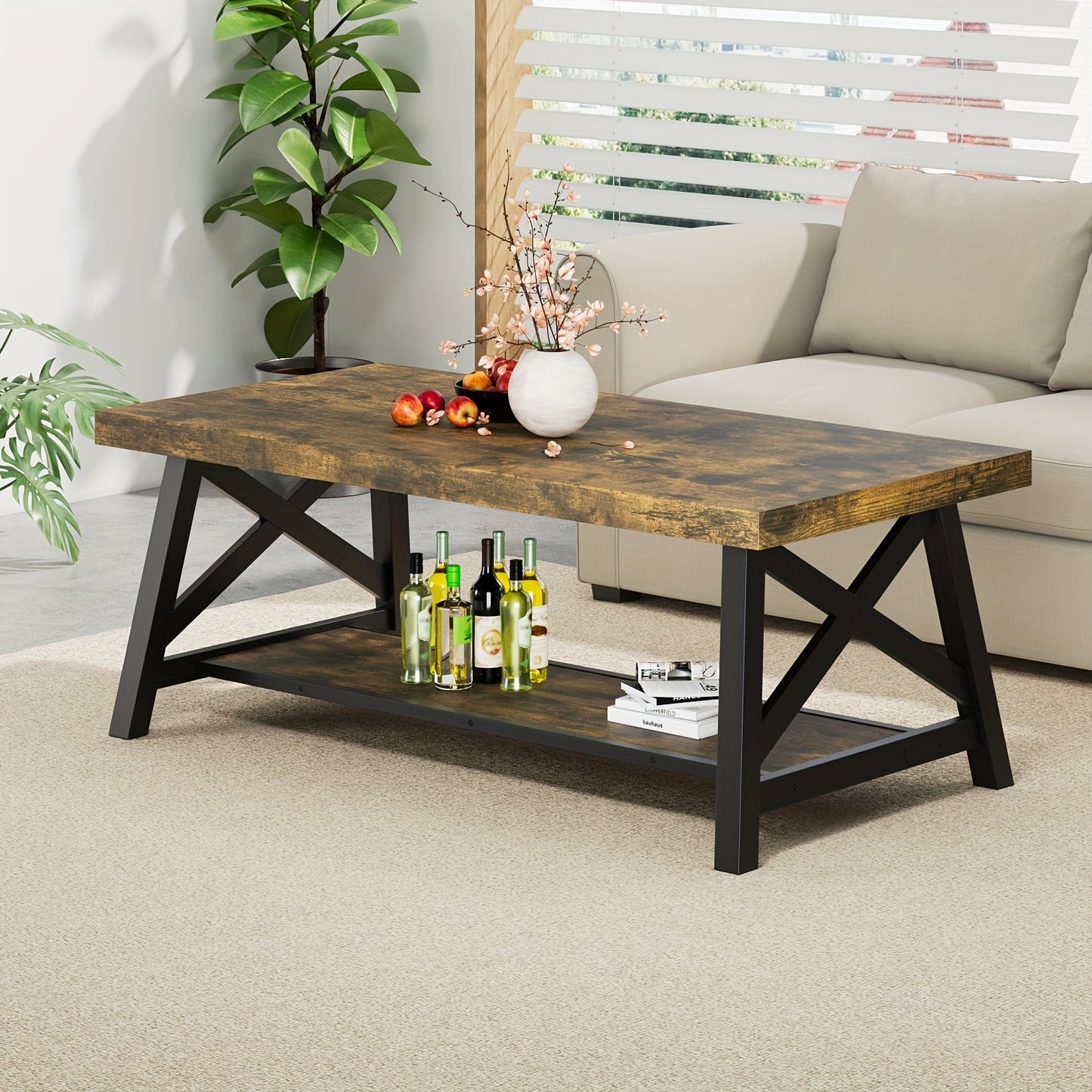 Salontafel – Koffietafel – Tafel – Woonkamertafel – Bijzettafel – Donkergrijs – Krasbestendig Kunststof – Eenvoudige Montage