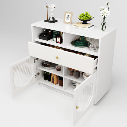 Opbergkast – Opbergmeubel – Kast – Dressoir – Bergkast – Modern Wit – 2 Deuren & Lade – Vrijstaand – 3,2+ Kubieke Voet – Eenvoudige Montage – Duurzaam