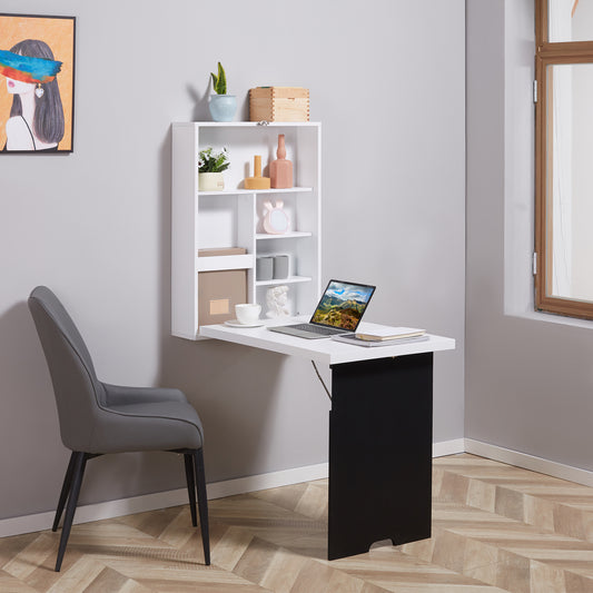 Inklapbare Wandtafel – Vouwtafel – Klaptafel – Muurbureau – Wandbureau – Space Saving Ontwerp – MDF Schoolbord Wit