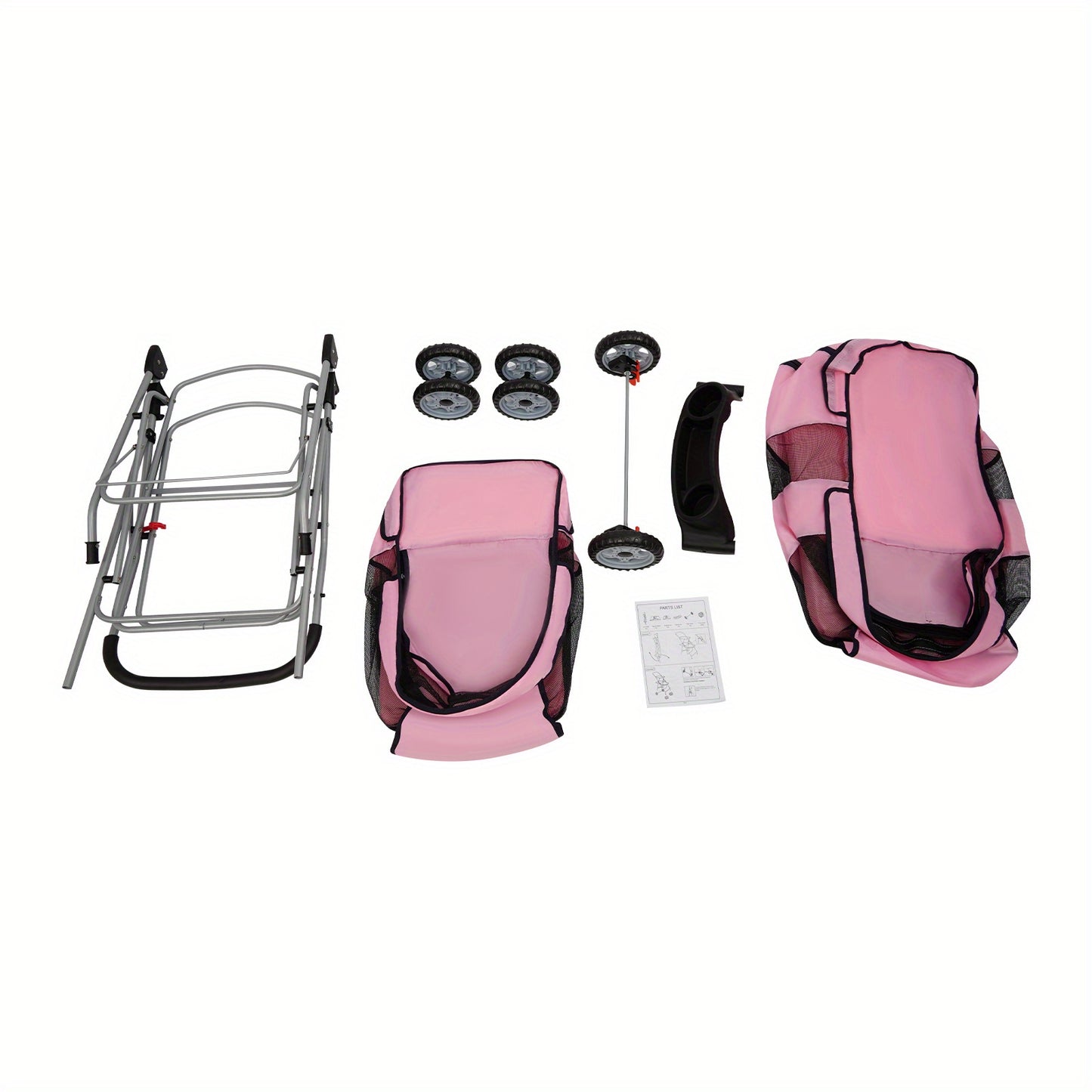 55*69*101cm Double-Tier Pet Stroller - Foldable, Durable Aluminum & Polyester Construction, Spacious Design with 4-Wheel Mobility, Easy to Use for Small & Medium Dogs