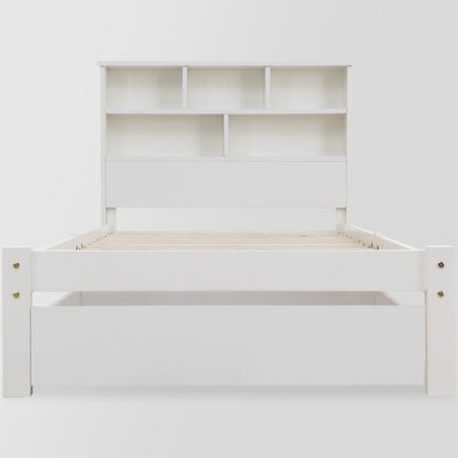 Eenpersoonsbed – Bed met Opberglades – Opbergbed – Slaapbed – Kinderbed – 90x200 cm – Wit – Stevige Lattenbodem – Ruime Lades
