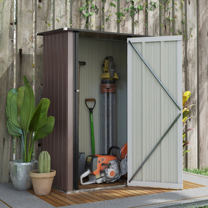 Tuinberging – Tuinhuis – Tuinopslag – Buitenopslag – Tuinkast – 1,2 m² Opbergruimte – Gesloten Met Slot – Bruin Stalen Paneel