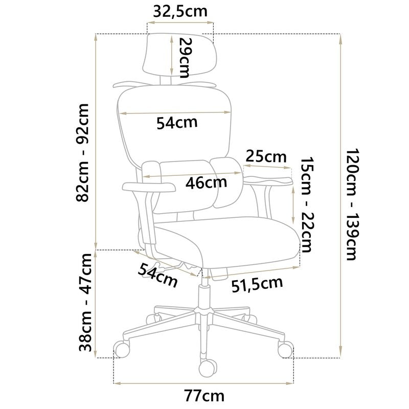 Bureaustoel – Office Chair – Gamestoel – Draaistoel – Kantoorstoel – Ergonomische Lendensteun – Verstelbare Hoogte Mesh Zitting