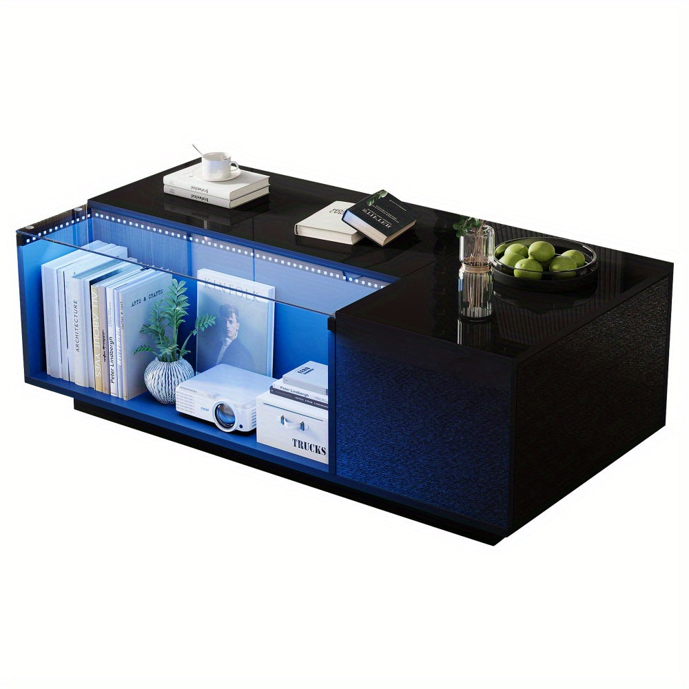 Salontafel – Koffietafel – Woonkamertafel – Bijzettafel – Tafel – Tempered Glas Blad – Stevig Metalen Frame – 100x50x35 cm – 2 Lades – Modern Minimalistisch Design
