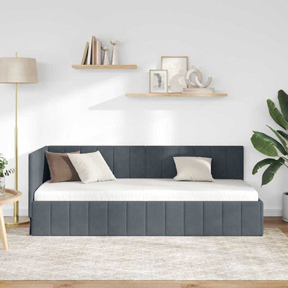 Bedframe – Bed – Eenpersoonsbed – Slaapbank – Kinderbed – Blauw Velvet Hoofdbord – Stevig Plaatmateriaal – Lattenbodem 80x200 cm
