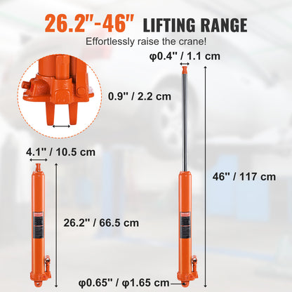 Hydraulische Langestraal Krik – Motor Krik – Garage Krik – Werkplaats Krik – Hefkussen – 3 Ton Capaciteit – Clevis Bevestiging