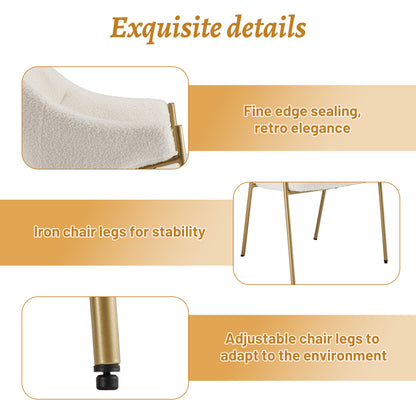 Eetkamerstoel – Lounge Stoel – Fauteuil – Armstoel – Sofa Stoel – Beige Sherpa Bekleding – Dikke Zitting 9,5 cm – Max. Draagvermogen 150 kg