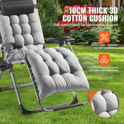 Zero Gravity Stoel – Relaxstoel – Ligstoel – Tuinstoel – Lounge Stoel – Verstelbaar 90°-170° – Draagkracht 225 kg – Comfortabel Kussen 10 cm