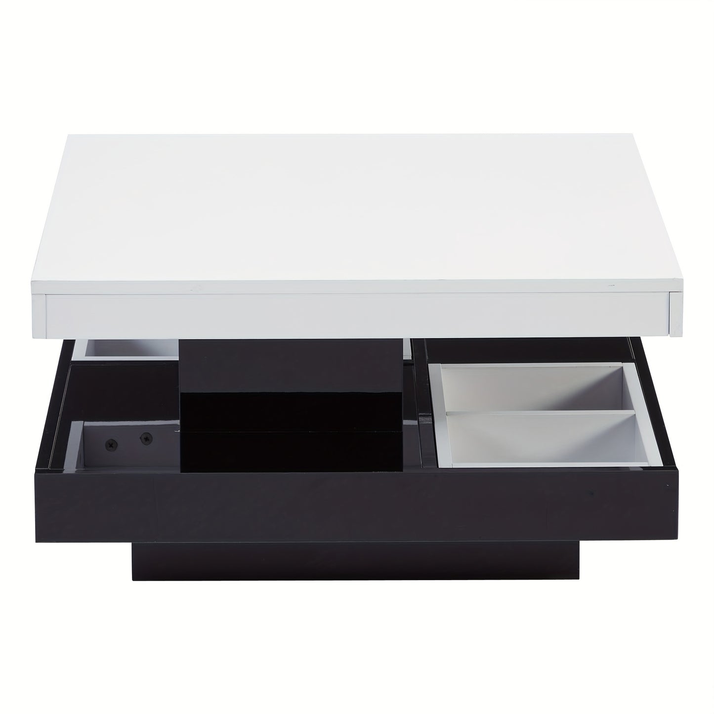 Salontafel – Koffietafel – Bijzettafel – Woonkamertafel – Lounge tafel – 360° Draaibaar – Hoogglans Wit Hardhouten Frame
